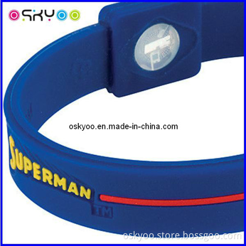 Custom Made Red/Black/Gold Hologram Power Energy Bracelets Superman Wristbands (OEM/ODM)